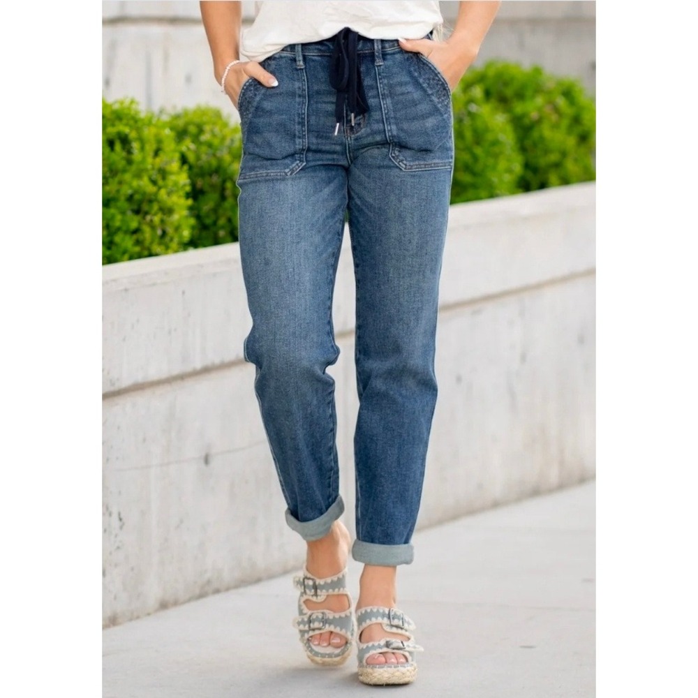 Judy Blue High Rise Dark Wash Double Cuffed Joggers Jeans 1/25 JB88740 NEW